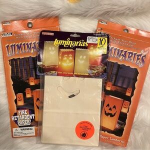 Vintage Halloween Paper Bag Candle Luminaries - Ghost, Scaredy Cat, & Witch